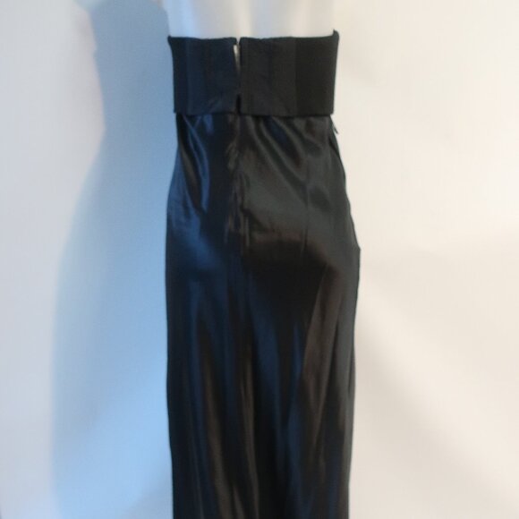 Womens Michelle Mason Black Strapless Pure Silk Satin Evening Gown Dress 10 - Picture 11 of 13